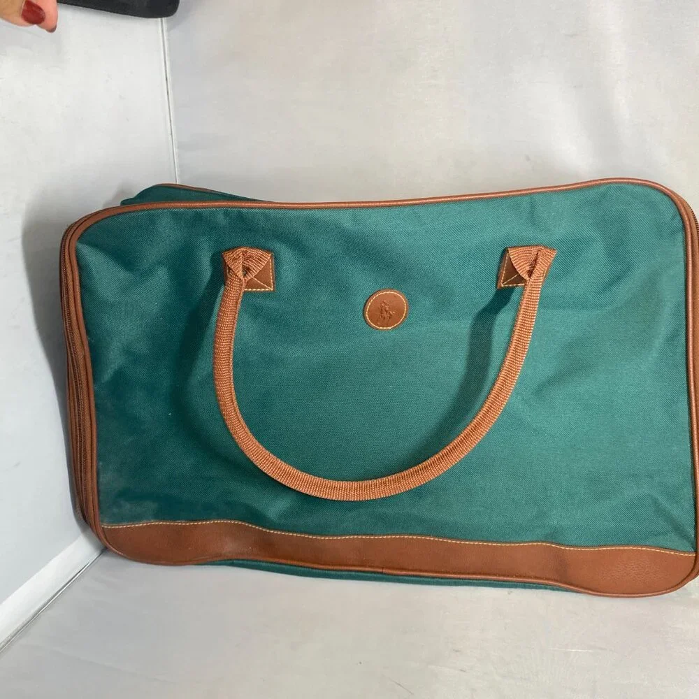 VTG Polo Ralph Lauren Fragrances Green Duffle Bag Canvas Weekender